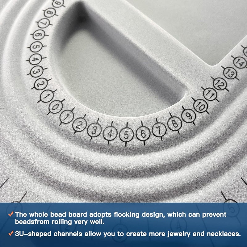INDIVSHOW The Bead Board with Clear Cover,Grey Flocked,6 Recessed Compartments,3 U-Shaped Channels,Design Boards for Jewelry Bracelet Necklace Making DIY - Image 3
